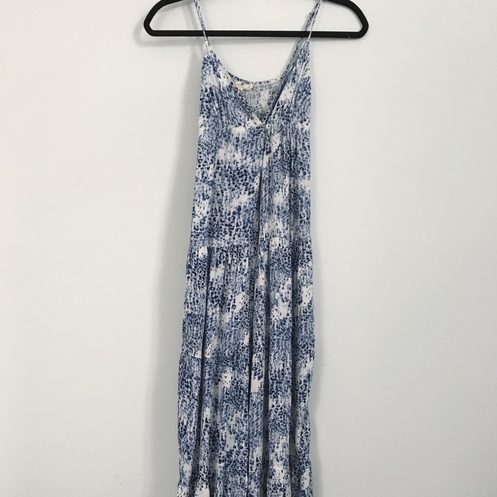 Olivaceous Blue Printed Wrapped Maxi Dress